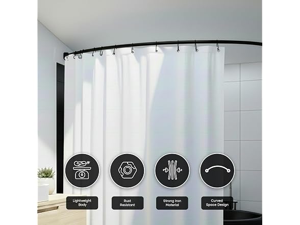 HIGHCRAFT Curved Shower Curtain Rod 73"