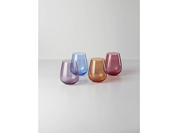 Oneida True Colors Stemless Wine Glasses, Set Of 4
