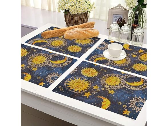 IBILIU Sun Moon Placemats Set of 4