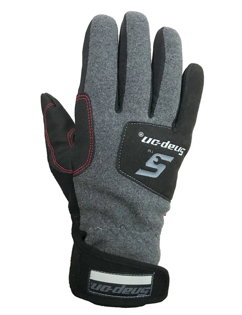 (2 Pairs) Gray Snap-On Wind Resistant Dual Layer Gloves - Gallery 4
