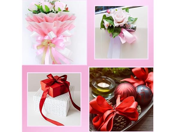 SUTOUG Pink Satin Ribbon 1 1/2 Inch x 2 Rolls