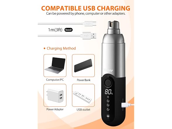 Toozey Dog Nail Grinder with LED Light