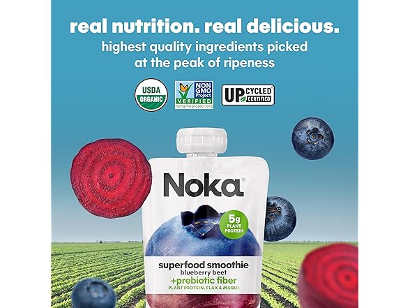 Noka Superfood Fruit Smoothie Pouches 6 Count