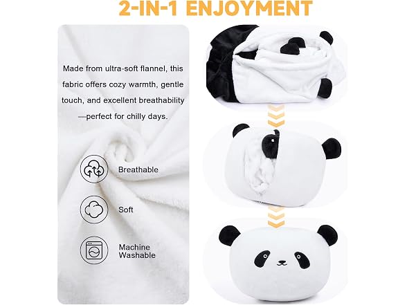 IFNOW Wearable Panda Blanket for Kids