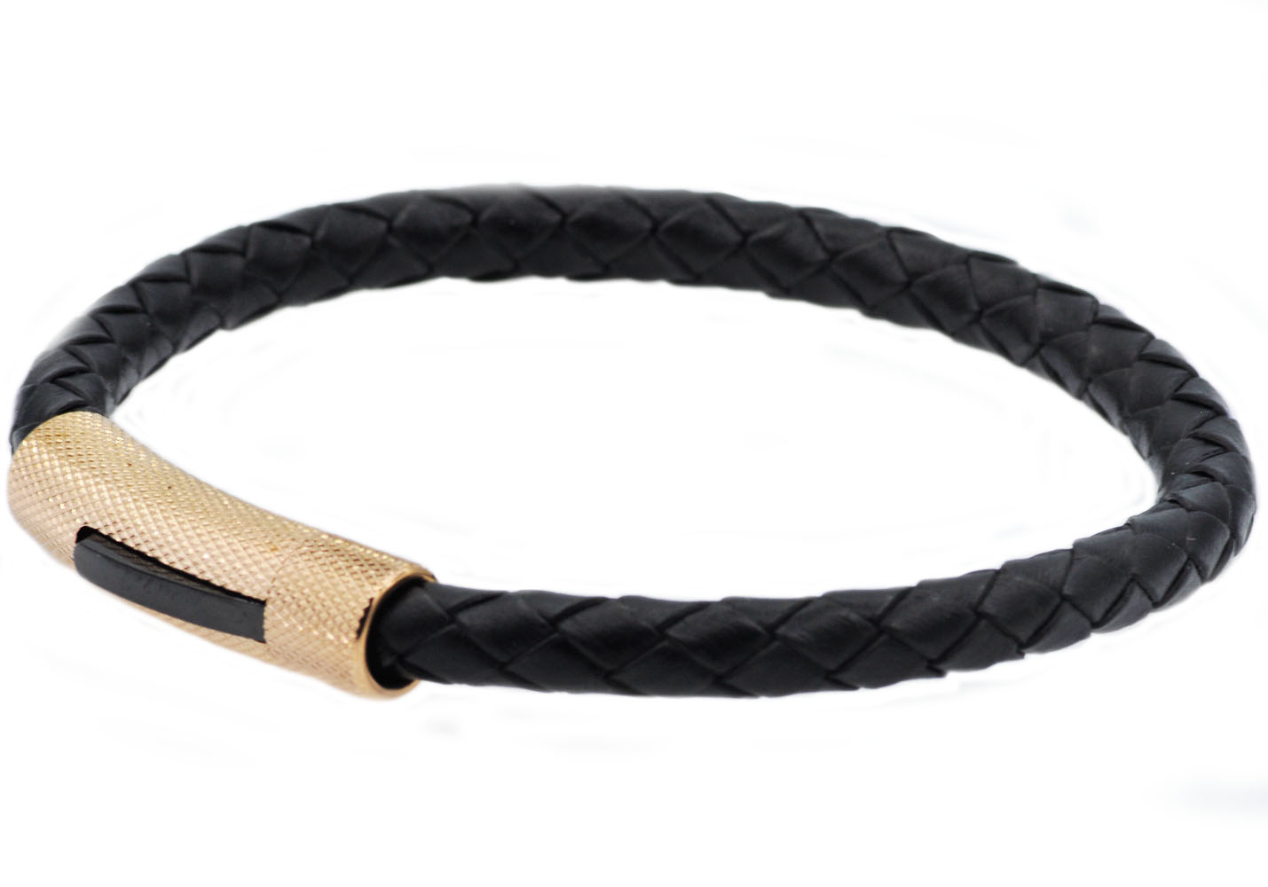 Black Genuine Leather Bracelet - Gallery 4