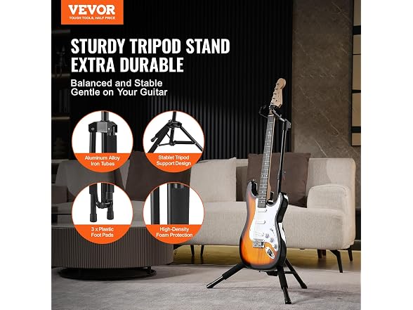 Tripod Guitar Stand, 33 lbs/15 kg Load 3268