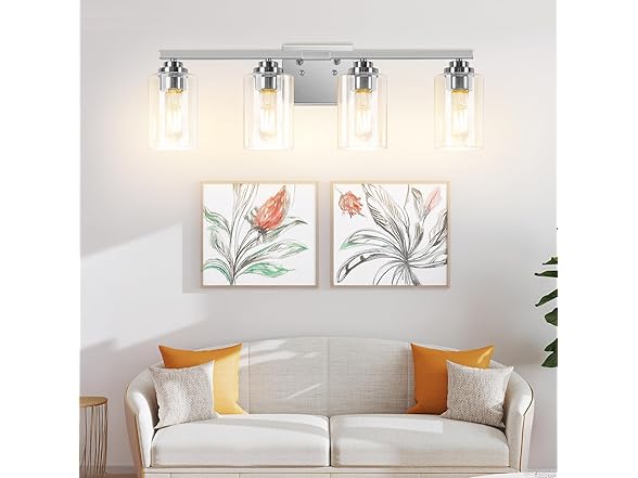 VerRon 4-Light Bathroom Light Fixtures, 27", Nickel