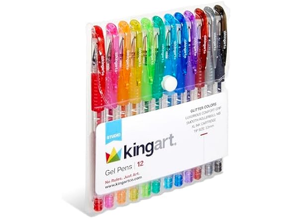 KINGART 400-12 Comfort Grip Gel Pens, Set of 12