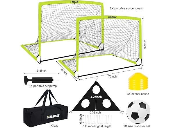 6x4 ft Soccer Goals for Backyard Set of 2