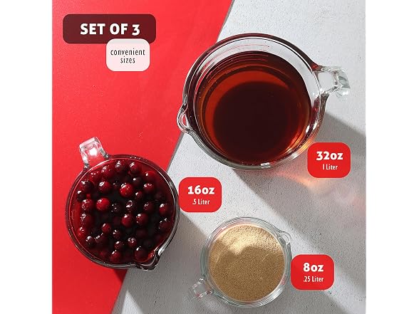 Eatex Glass Measuring Cups Set of 3 - Liquid Measuring Cups