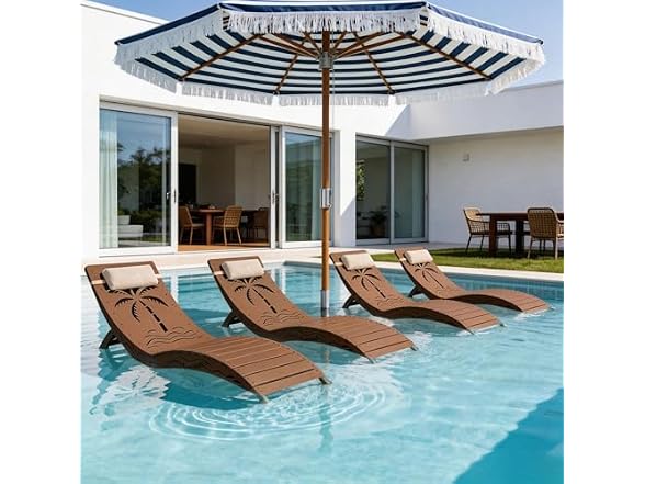 zzwhom Folding in Pool Lounge Chair Set of 4