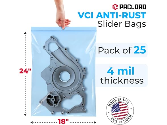 VCI Reclosable Poly Bags 18" x 24", Pack of 25