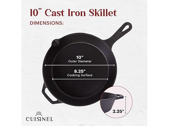 Cuisinel Cast Iron Skillet + Press Set 10"