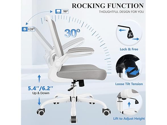 FelixKing Office Chair, Ergonomic Desk Chair Breathable Mesh Chairs Adjustable High Back Lumbar Support Flip-up Armrests, Executive Rolling Swivel Comfy Computer Chairs Home Office Gray (Open Box)