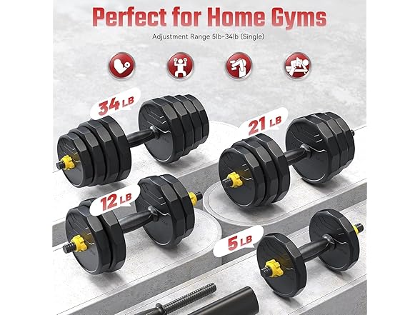 FEIERDUN Adjustable Dumbbells Set – 68lbs