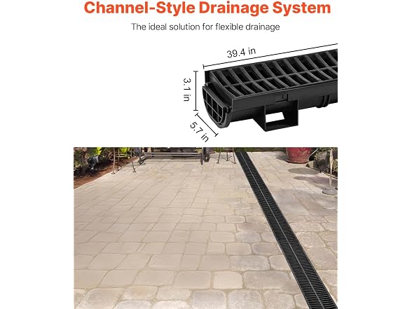 Trench Drain System, Channel Driveway-5Pack
