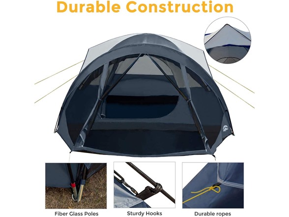 Pacific Pass 6 Person Dome Tent w/ Removable Rain Fly