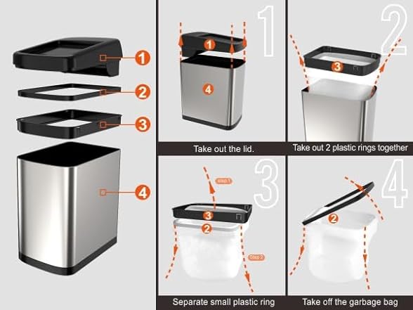 ELLO&ALLO 13 Gallon Kitchen Trash Can 