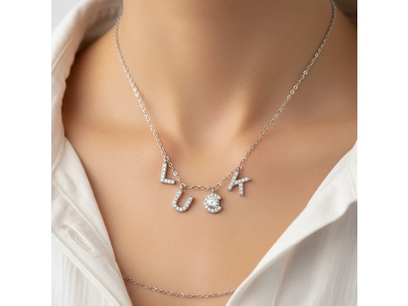 Diamond Luck Letter Pendant Necklace