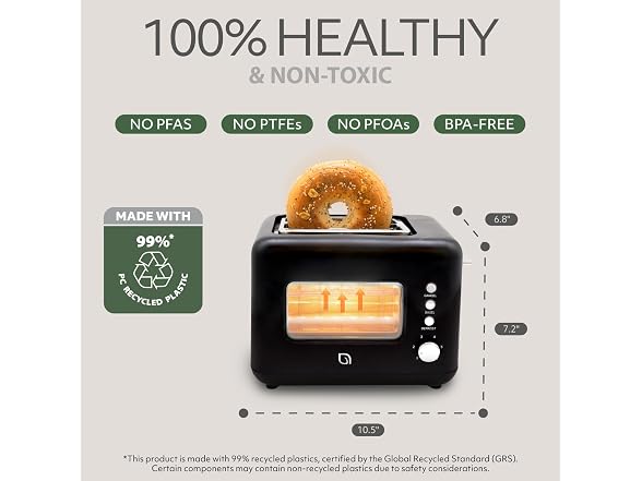 WILLOW Eco Series 2 Slice Toaster with Clear-View Window