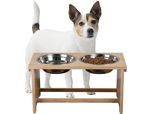 Elevated Dog Bowls w/ Bamboo Stand