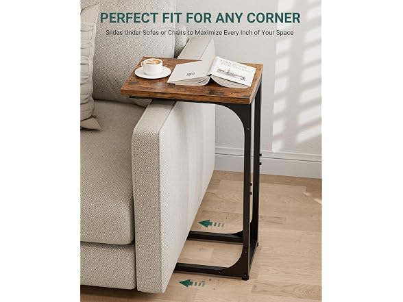 RISWER C-Shaped Side Table - Rustic