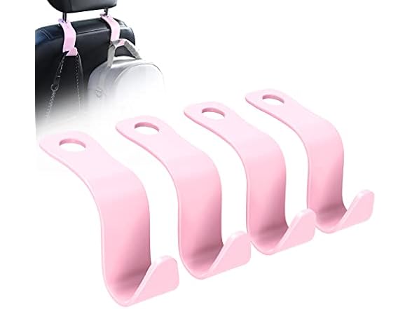 Car Seat Headrest Hook, 4 Pack, Pink