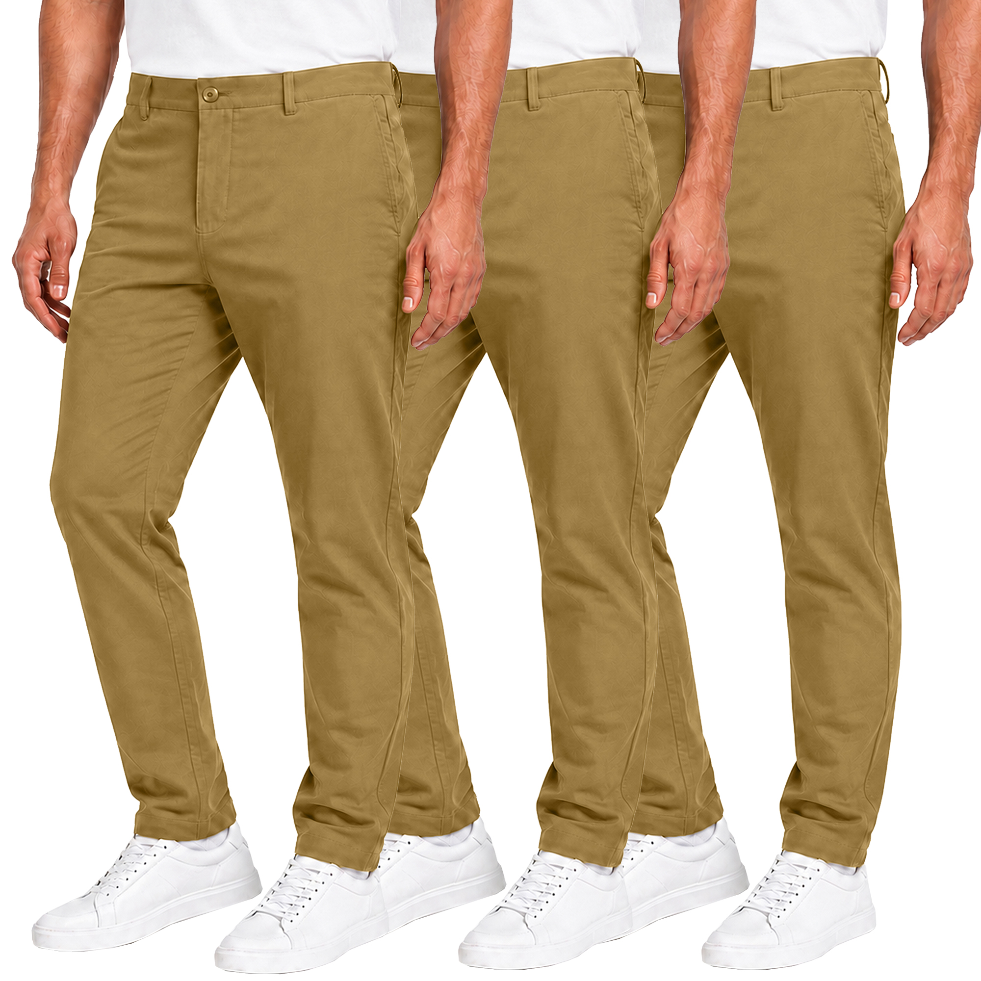 3Pk Mens Super Stretch Chino Pants - Gallery 32