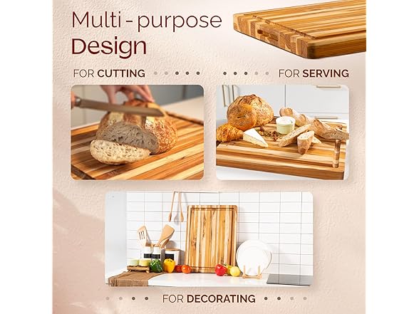 Yes4All Durable Teak Cutting Board for Kitchen