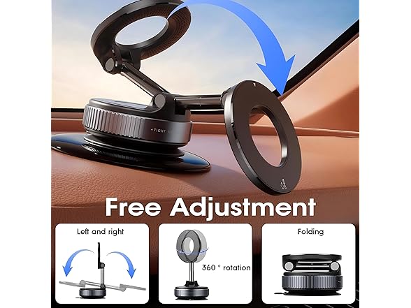 360° Adjustable Vacuum Magnetic Suction Cup Phone Mount