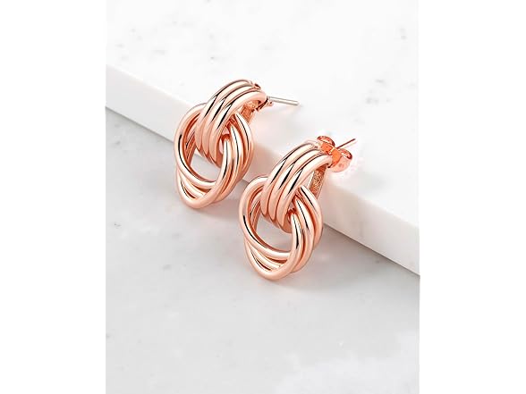 K&Y Rose Gold Knot Ring Earrings