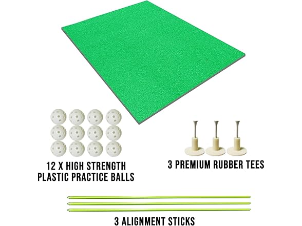 Golf Practice Hitting Mat w/ Balls & Tees