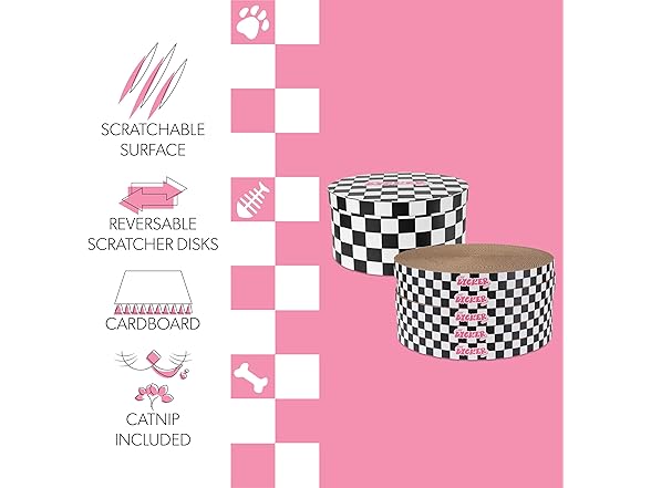 Kate 12 Inch Cardboard Cat Scratcher Pads, Black/White