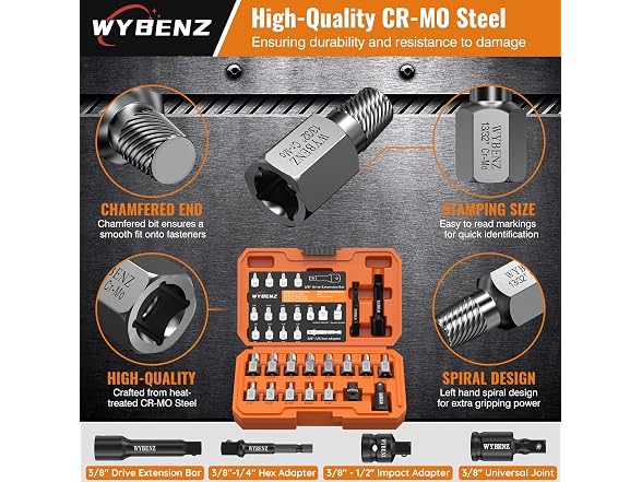 WYBENZ 17Pcs Screw Extractor Set