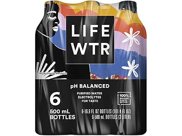 LIFEWTR Premium Water, 16.9oz, 6pk