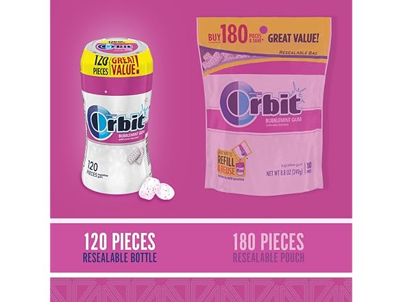120Ct ORBIT Bubblemint Sugar Free Chewing Gum