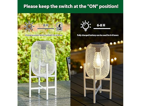Glitzhome Solar Lanterns, White Metal