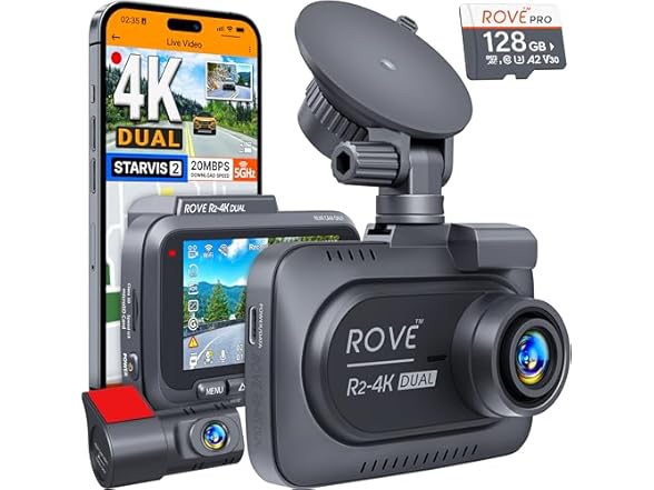 ROVE R2-4K DUAL Dash Cam Front and Rear