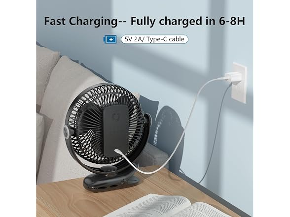 Nuerst 10000mAh Portable Clip on Fan
