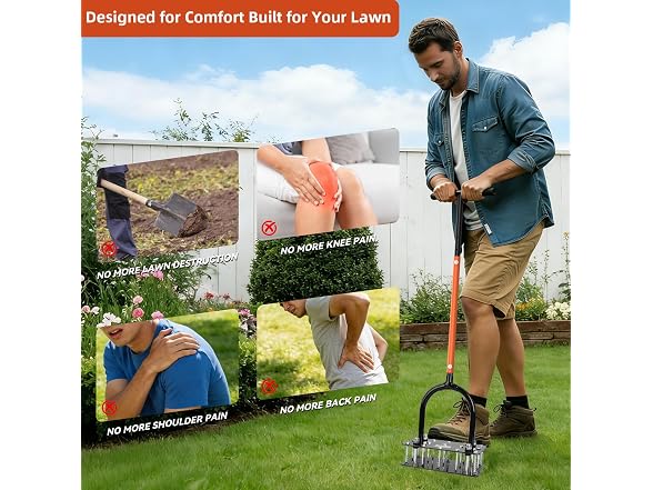 GAINO Manual Lawn Aerator Tool 15 Spikes