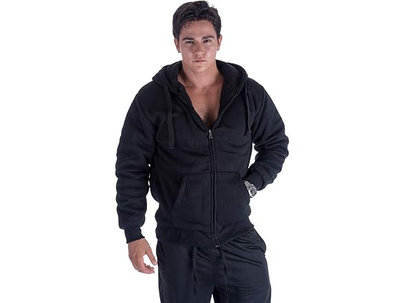 LeeHanTon Sherpa Lined Hoodie Mens Zip U