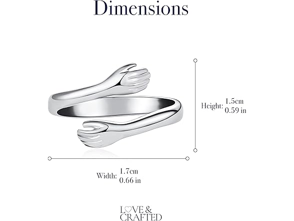 Love & Crafted Hug Ring  Silver adjustable