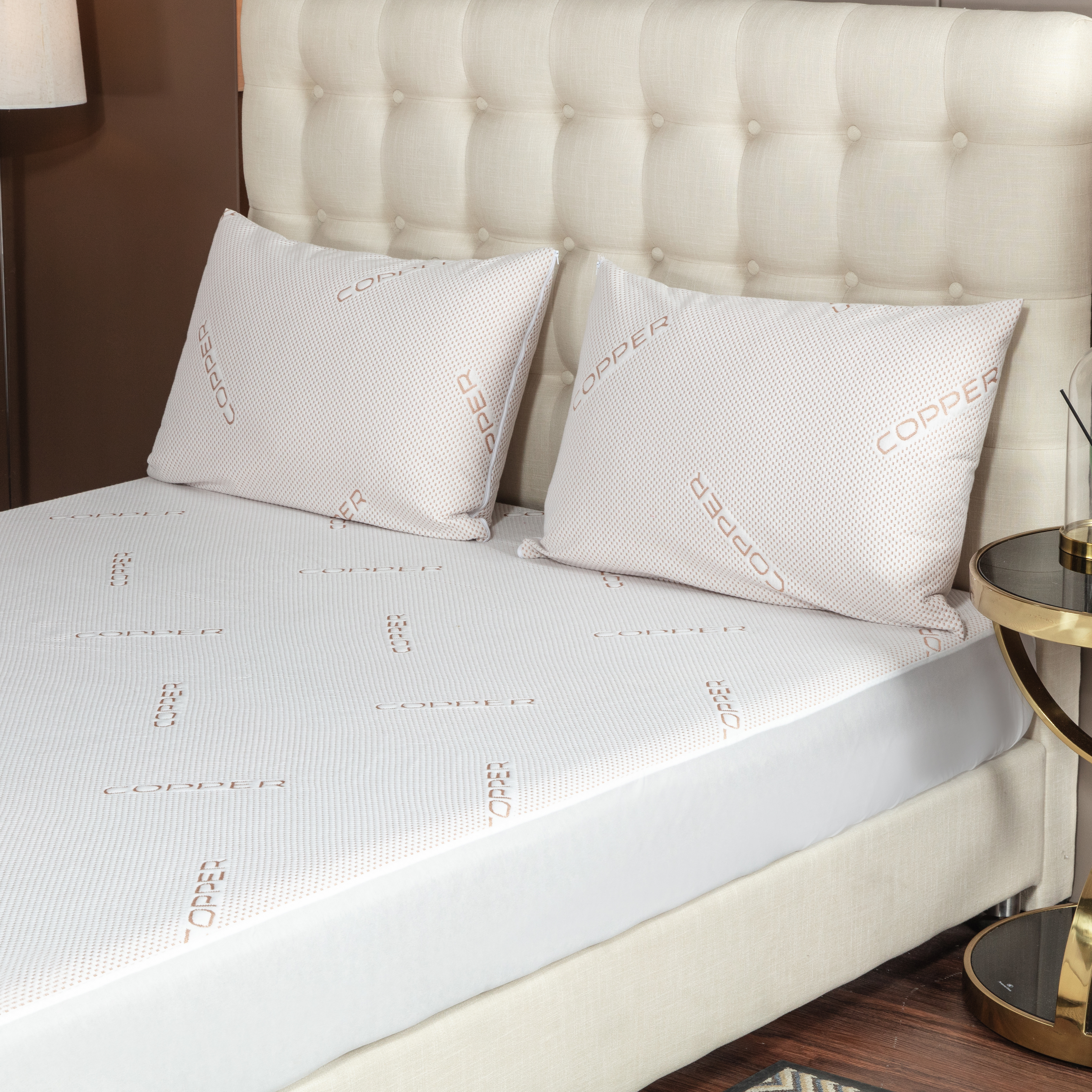 Bibb Home 2Pk Copper Pillow Protectors - Gallery 6