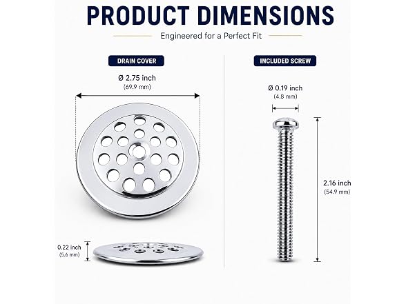 SUPPLYGIANT Drain Strainer for Tub and Shower with Screw