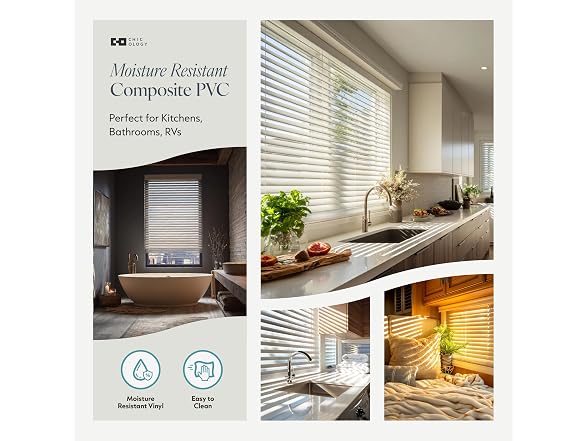 CHICOLOGY 2" Cordless Faux Wood Blinds 17" W x 60" H