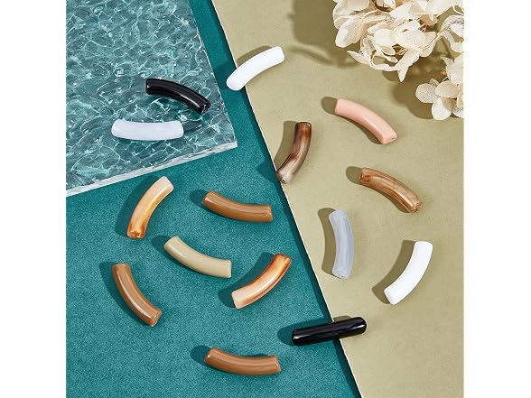 PH PandaHall 154pcs Curved Tube Beads, 11 Color