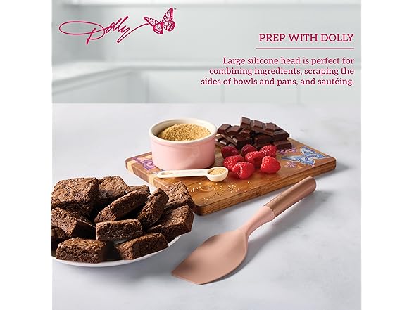 Dolly Parton Silicone Spatula with Blush Design – Heat-Resistant to 450F, Nonstick Safe, Weighted Ergonomic Handle, Dishwasher Safe, 12.9 Inch