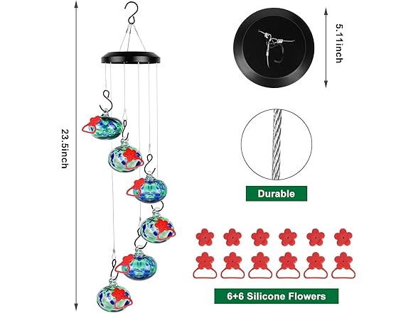 Headak Life W0092 Wind Chimes hummingbird feeders 6 balls