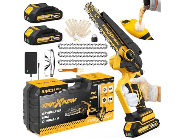 TREXEEN 6-Inch Electric Mini Chainsaw