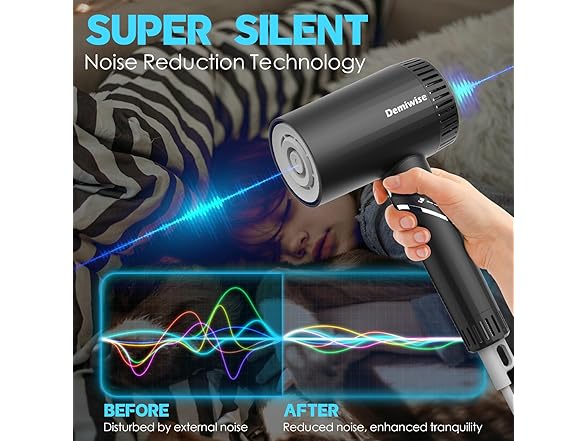 Demiwise 110000 RPM High-Speed Hair Dryer for Curly Hair, 1400W